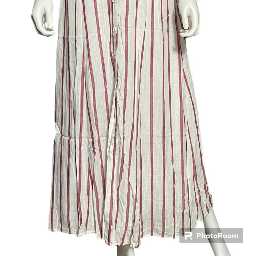 NWT Chelsea & Violet Pen Striped Button Down Ruched Maxi Dress Women's Size L